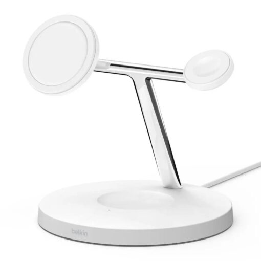Belkin 3-in-1 Wireless Charger with MagSafe 15W, White - Image 2